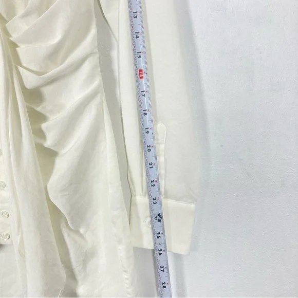 Choosy Crosby St White Plunging V Neck Tie Front Shirt Dress 0 - Picture 9 of 15